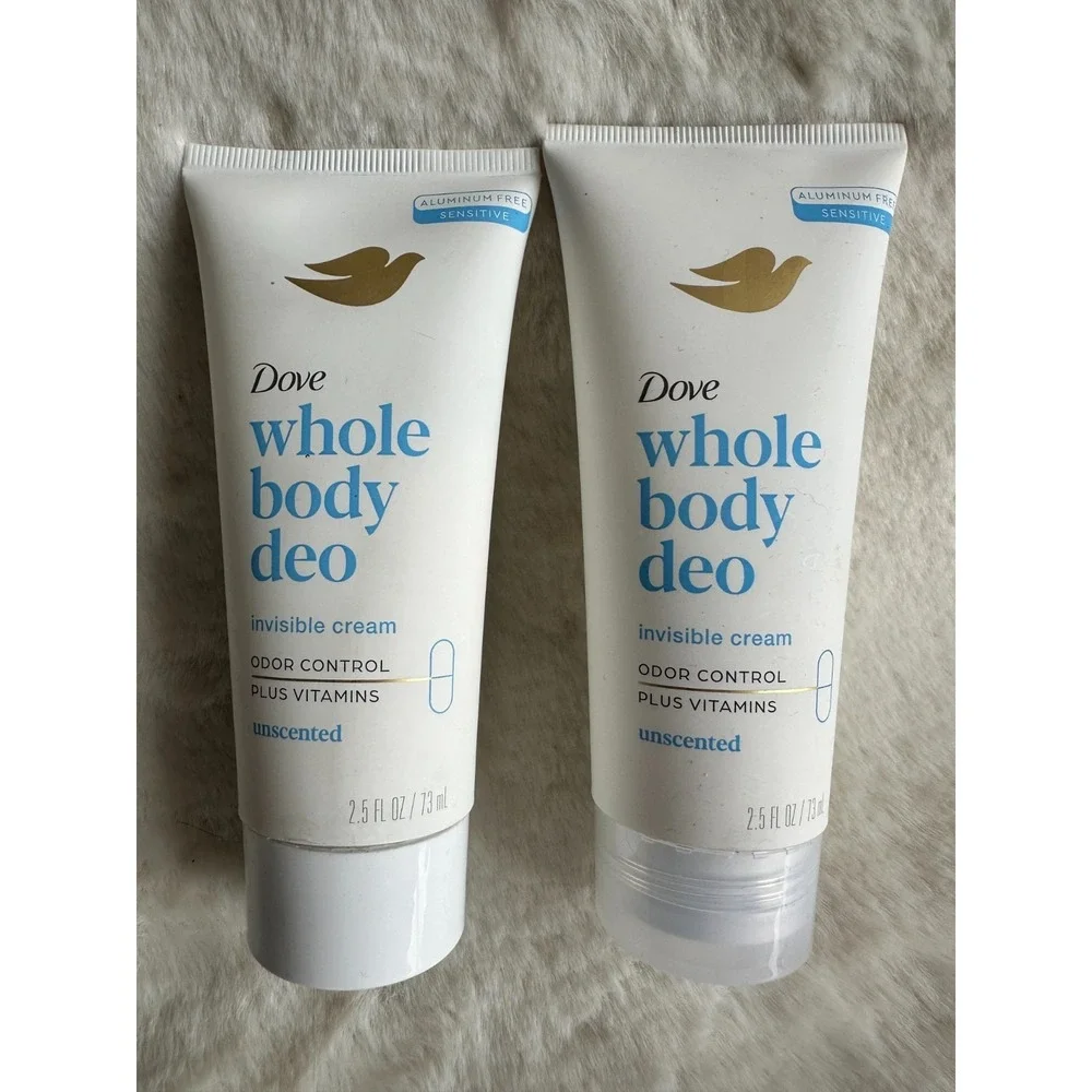 Dove Whole‎ Body Deodorant Cream Aluminum Free Hypoallergenic Unscented, 2.5oz